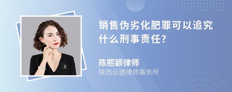 銷售偽劣化肥罪可以追究什么刑事責(zé)任?