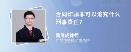 合同诈骗罪可以追究什么刑事责任?