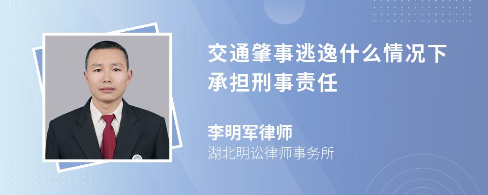 交通肇事逃逸什么情况下承担刑事责任