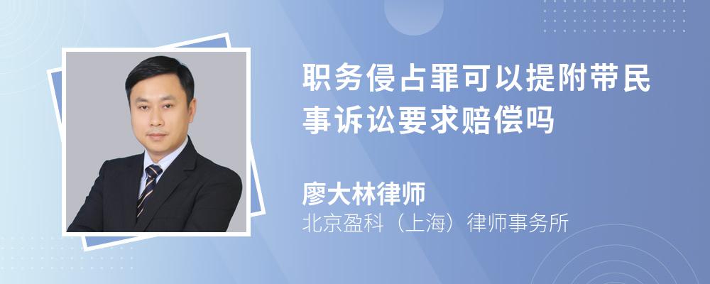 职务侵占罪可以提附带民事诉讼要求赔偿吗