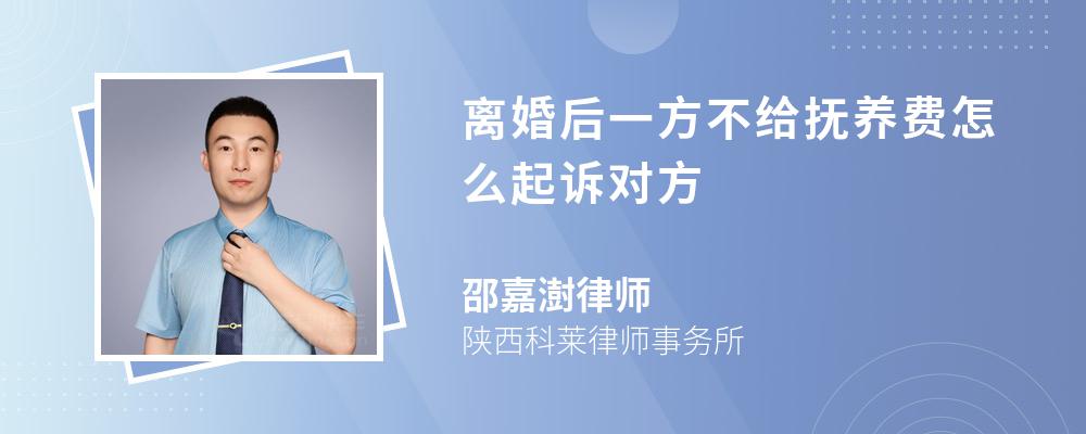 离婚后一方不给抚养费怎么起诉对方