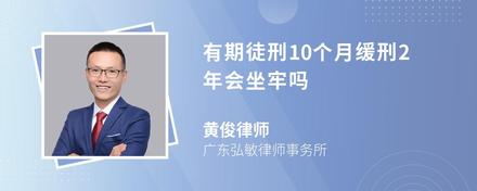 有期徒刑10个月缓刑2年会坐牢吗