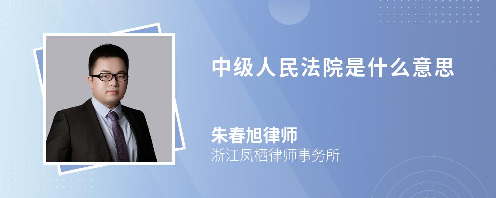 中级人民法院是什么意思