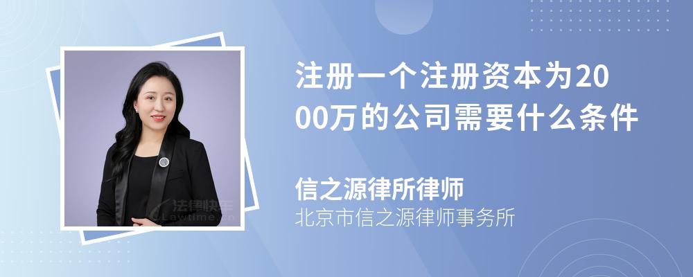 注册一个注册资本为2000万的公司需要什么条件