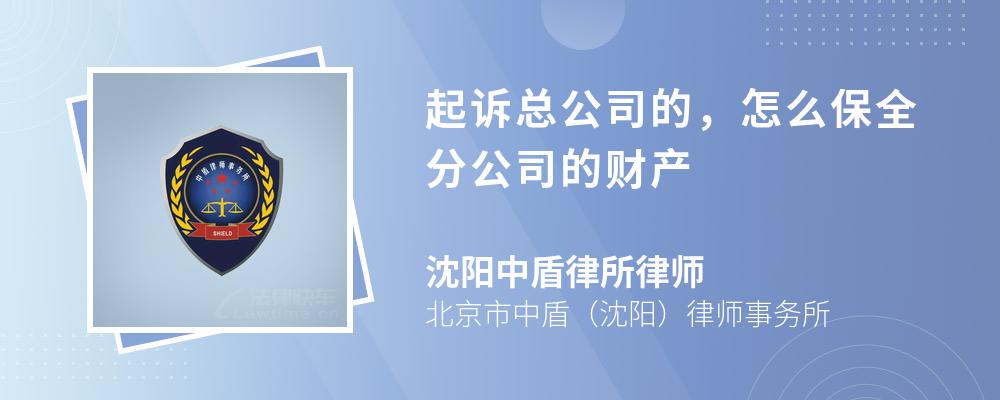 起诉总公司的，怎么保全分公司的财产