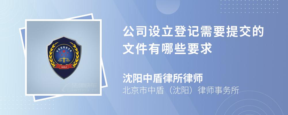 公司设立登记需要提交的文件有哪些要求