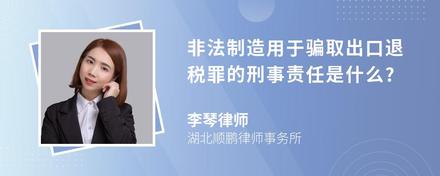 非法制造用于骗取出口退税罪的刑事责任是什么?