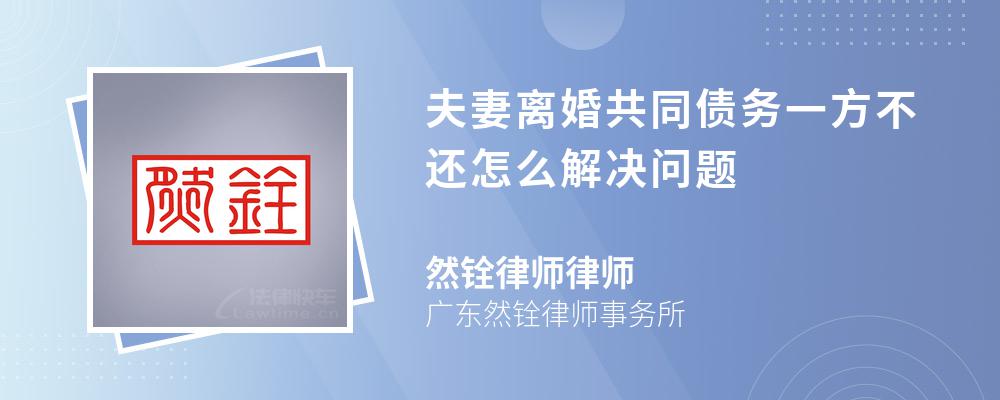 夫妻离婚共同债务一方不还怎么解决问题