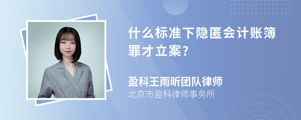 什么标准下隐匿会计账簿罪才立案?