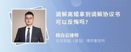 调解离婚拿到调解协议书可以反悔吗?